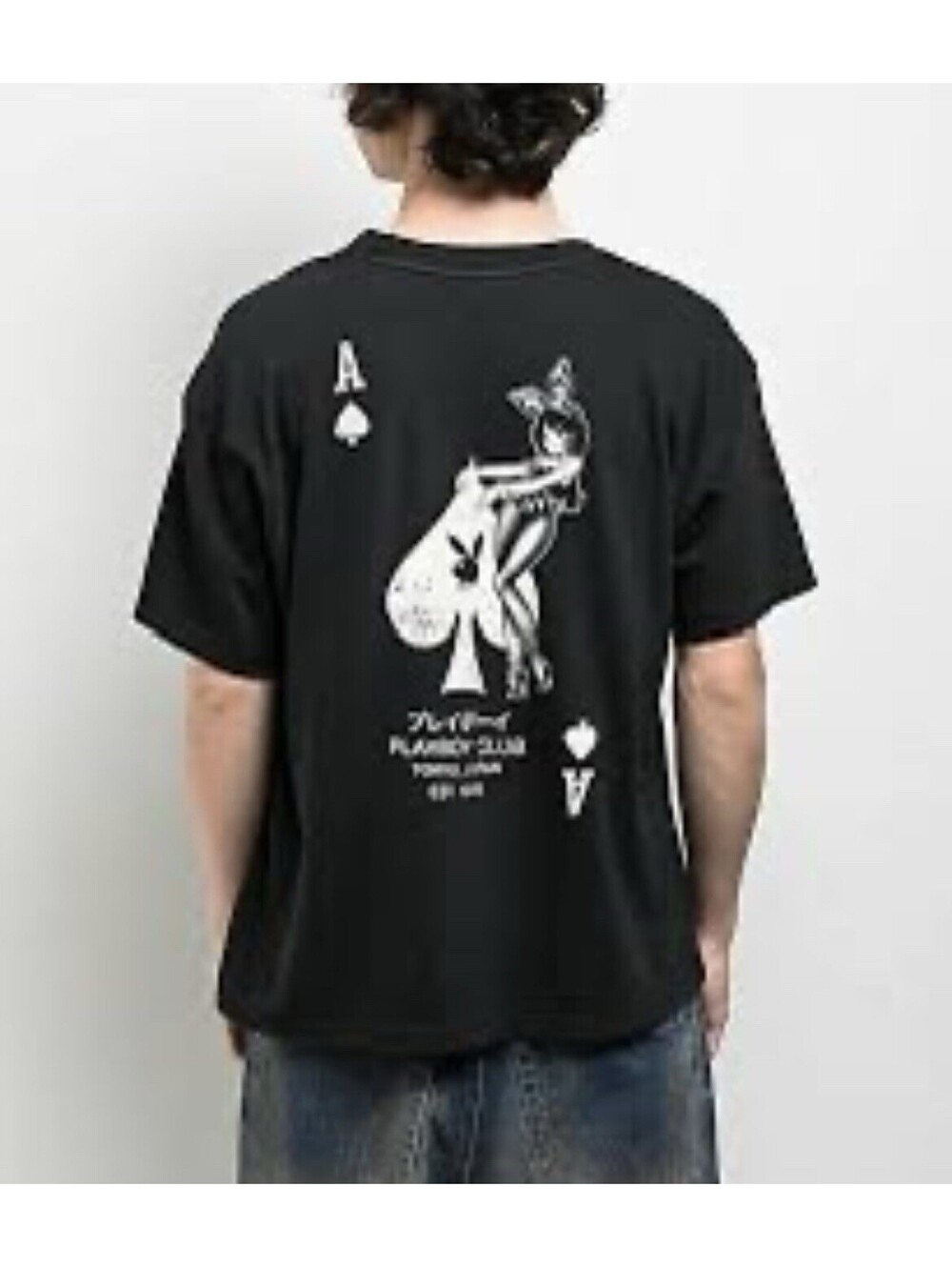 Color Bars x Playboy Tokyo Club Ace Of Spades Black T-Shirt Mens Size Large